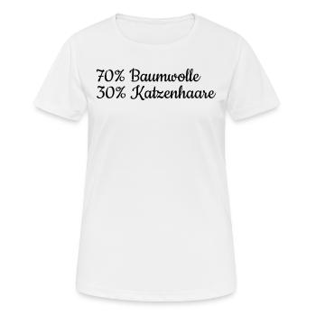 Katzenbesitzer 70% Baumwolle 30% Katzenhaare - Frauen T-Shirt atmungsaktiv - Weiß - Vorne - AI Model Female 172 dark (172cm)