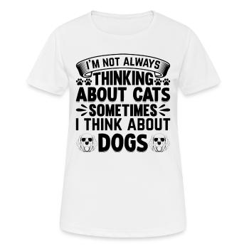 Chats et amoureux des chiens Amoureux des chats cou de chien - T-shirt respirant Femme - blanc - Devant - AI Model Female 172 dark (172cm)