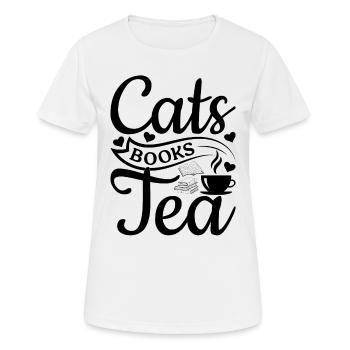 Cats Books Tea I Book Lovers Read Book Cat - Women's Breathable T-Shirt - white - Front - AI Model Female 172 dark (172cm)