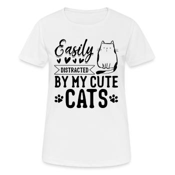 Cat Lover Cute Cats I Easily Distracted By My Cute - Frauen T-Shirt atmungsaktiv - Weiß - Vorne - AI Model Female 172 dark (172cm)