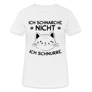 Ich schnarche nicht, Ich schnurre I Lustiges Katze - Frauen T-Shirt atmungsaktiv - Weiß - Vorne - AI Model Female 172 dark (172cm)