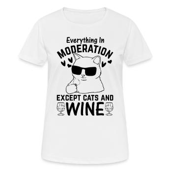 Drôle de chat I Tout avec modération sauf les chats et nous - T-shirt respirant Femme - blanc - Devant - AI Model Female 172 dark (172cm)