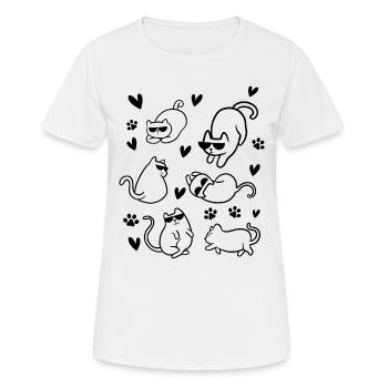Katzenliebhaber Katzen Herzen Pfoten Katze I Line - Frauen T-Shirt atmungsaktiv - Weiß - Vorne - AI Model Female 172 dark (172cm)