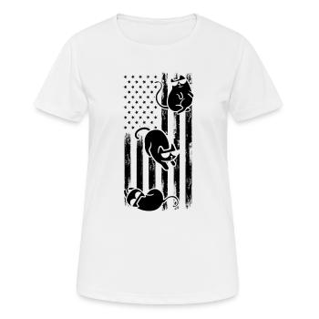 Chat Drapeau américain Patriotique Cat Lover Cat - T-shirt respirant Femme - blanc - Devant - AI Model Female 172 dark (172cm)