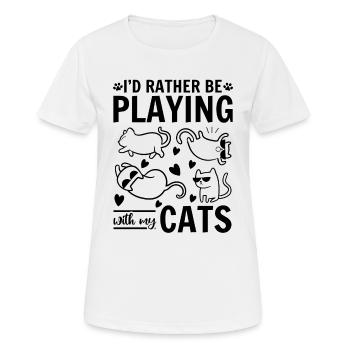 Cat Lover I I'd Rather Be Playing With My Cats - Women's Breathable T-Shirt - white - Front - AI Model Female 172 dark (172cm)