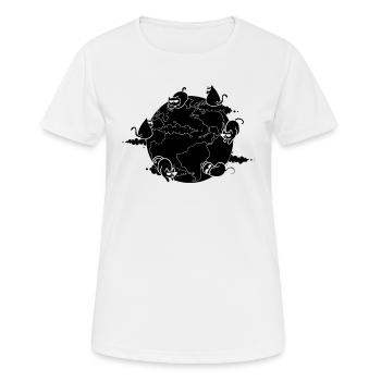 Katze Erde Katze Niedliche Katzen auf der Erde Ich - Frauen T-Shirt atmungsaktiv - Weiß - Vorne - AI Model Female 172 dark (172cm)