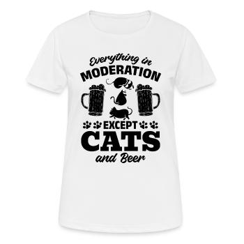 Cat Lover - Alles in Maßen außer Katzen und Bier - Frauen T-Shirt atmungsaktiv - Weiß - Vorne - AI Model Female 172 dark (172cm)