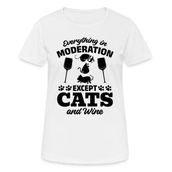 Cat Lover - Alles in Maßen außer Katzen und Wein - Frauen T-Shirt atmungsaktiv - Weiß - Vorne - AI Model Female 172 dark (172cm)