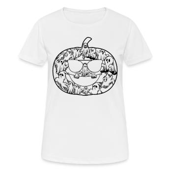 Halloween Pumpkin Halloween Pumpkin with Ghosts - Women's Breathable T-Shirt - white - Front - AI Model Female 172 dark (172cm)