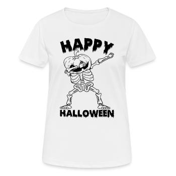 Halloween Skeleton with Pumpkin - Happy Halloween - Frauen T-Shirt atmungsaktiv - Weiß - Vorne - AI Model Female 172 dark (172cm)