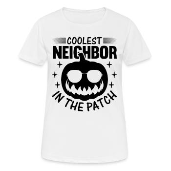 Halloween Voisin le plus cool dans le patch Halloween - T-shirt respirant Femme - blanc - Devant - AI Model Female 172 dark (172cm)
