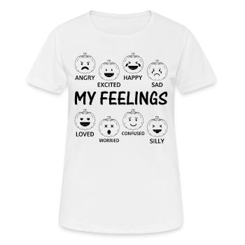 Halloween Pumpkin My Feelings Funny Pumpkins - Women's Breathable T-Shirt - white - Front - AI Model Female 172 dark (172cm)