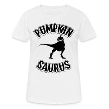 Halloween Dinosaur with Pumpkin I Funny Pumpkin Sa - Women's Breathable T-Shirt - white - Front - AI Model Female 172 dark (172cm)