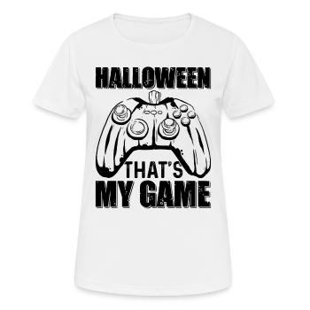 Halloween C’est mon jeu I Jeu vidéo Halloween - T-shirt respirant Femme - blanc - Devant - AI Model Female 172 dark (172cm)