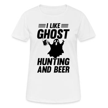 Halloween Ghost - J’aime la chasse aux fantômes et la bière - T-shirt respirant Femme - blanc - Devant - AI Model Female 172 dark (172cm)