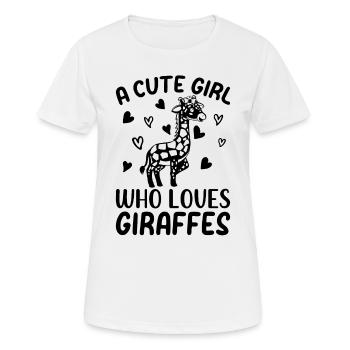 Giraffe Lover - A Cute Girl Who Loves Giraffes - Frauen T-Shirt atmungsaktiv - Weiß - Vorne - AI Model Female 172 dark (172cm)