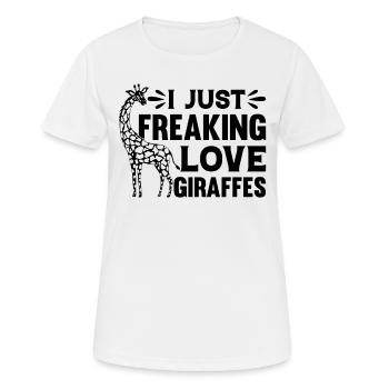 Amoureux des girafes Je viens d’aimer les girafes - T-shirt respirant Femme - blanc - Devant - AI Model Female 172 dark (172cm)