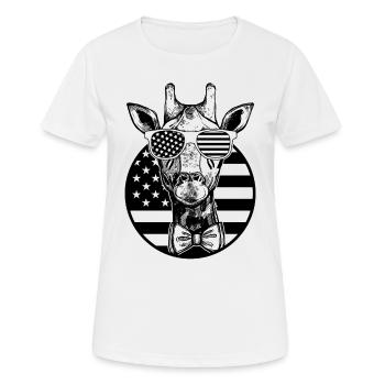 Girafe Drapeau américain Girafe Drapeau américain Girafe - T-shirt respirant Femme - blanc - Devant - AI Model Female 172 dark (172cm)