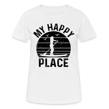 SUP Girl My Happy Place - Water Sports Stand Up Pa - Frauen T-Shirt atmungsaktiv - Weiß - Vorne - AI Model Female 172 dark (172cm)