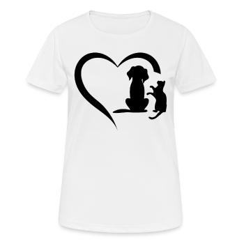 Dog Puppy and Baby Cat Heart - Cute Animal Dog & C - Frauen T-Shirt atmungsaktiv - Weiß - Vorne - AI Model Female 172 dark (172cm)