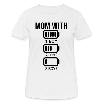 Maman avec trois garçons Batterie vide - Maman avec 3 So - T-shirt respirant Femme - blanc - Devant - AI Model Female 172 dark (172cm)