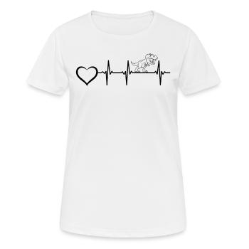 Dinosaur Hearts Heartbeat - Line Art Heartlines Di - Frauen T-Shirt atmungsaktiv - Weiß - Vorne - AI Model Female 172 dark (172cm)