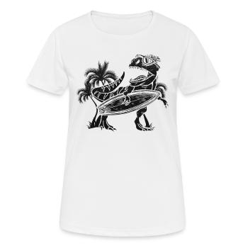 Surfing Dinosaur Water Surfer Dino - Women's Breathable T-Shirt - white - Front - AI Model Female 172 dark (172cm)