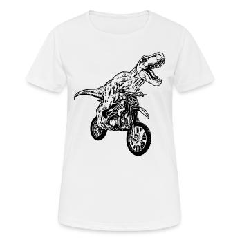 Dirt Bike Dinosaur Dirtbike Dino - Motocross Dino - Women's Breathable T-Shirt - white - Front - AI Model Female 172 dark (172cm)