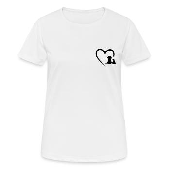 Dog Puppy and Baby Cat Heart Dog Lover Dog & Cat - Women's Breathable T-Shirt - white - Front - AI Model Female 172 dark (172cm)