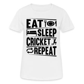 Eat Sleep Cricket Repeat - Cricketing Playing Cric - Frauen T-Shirt atmungsaktiv - Weiß - Vorne - AI Model Female 172 dark (172cm)