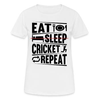 Eat Sleep Cricket Repeat - Cricketing Funny Cricke - Frauen T-Shirt atmungsaktiv - Weiß - Vorne - AI Model Female 172 dark (172cm)