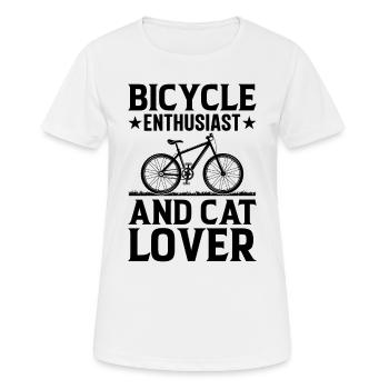 Passionné de vélo et amoureux des chats I Cyclistes Mounta - T-shirt respirant Femme - blanc - Devant - AI Model Female 172 dark (172cm)