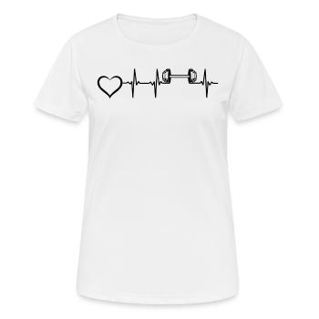 Bodybuilder Dumbbell Heartbeat Weightlifting Gym F - Frauen T-Shirt atmungsaktiv - Weiß - Vorne - AI Model Female 172 dark (172cm)