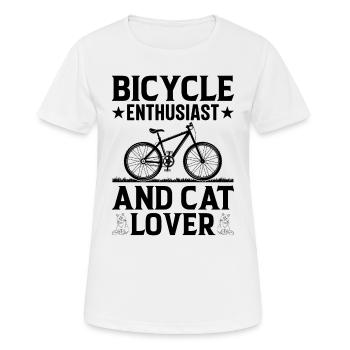 VTT, cycliste, passionné de vélo et chat - T-shirt respirant Femme - blanc - Devant - AI Model Female 172 dark (172cm)