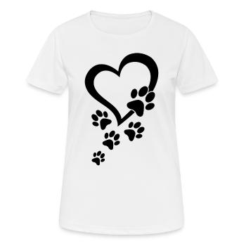 Patte de chien Cœur de bébé chiens - Pattes de chien Cœurs Patte de chien - T-shirt respirant Femme - blanc - Devant - AI Model Female 172 dark (172cm)