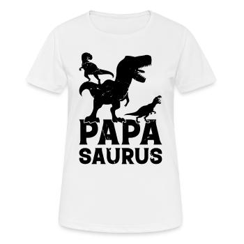 Papa Saurus Papa Dino With Two Kids - Papasaurus - Frauen T-Shirt atmungsaktiv - Weiß - Vorne - AI Model Female 172 dark (172cm)