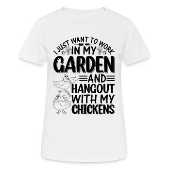 Jardinage Poulet Jardinier - Jardin d’éleveurs de poulets - T-shirt respirant Femme - blanc - Devant - AI Model Female 172 dark (172cm)