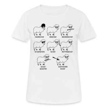 Lustige Schafe Landwirt Bauer Schäfchen Wortspiel - Frauen T-Shirt atmungsaktiv - Weiß - Vorne - AI Model Female 172 dark (172cm)