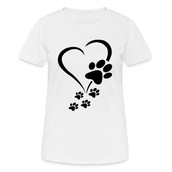 Dog Paw Heart Baby Dogs - Dog Paws Hearts Dog Paw - Frauen T-Shirt atmungsaktiv - Weiß - Vorne - AI Model Female 172 dark (172cm)