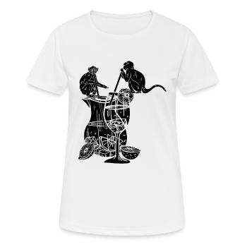 Singes orangs-outans avec sangria - Funny Monkey Oran - T-shirt respirant Femme - blanc - Devant - AI Model Female 172 dark (172cm)