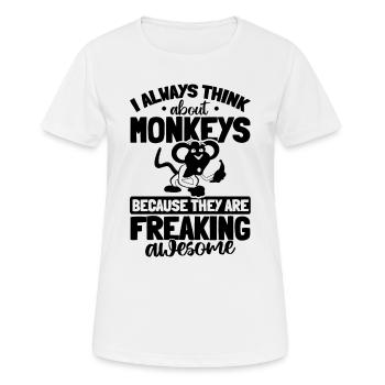 Orangutan Monkey Lover - I always think about Monk - Women's Breathable T-Shirt - white - Front - AI Model Female 172 dark (172cm)