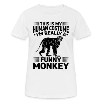 C’est mon costume humain, je suis vraiment un drôle de singe - T-shirt respirant Femme - blanc - Devant - AI Model Female 172 dark (172cm)