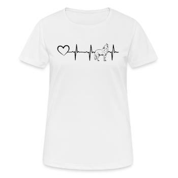 Wolf Heartline Heart - Wolf Animal Wolves Heartbea - Frauen T-Shirt atmungsaktiv - Weiß - Vorne - AI Model Female 172 dark (172cm)