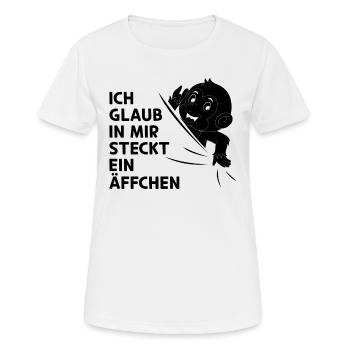 Affen Orang-Utan - Ich glaub in mir steckt ein Äf - Frauen T-Shirt atmungsaktiv - Weiß - Vorne - AI Model Female 172 dark (172cm)
