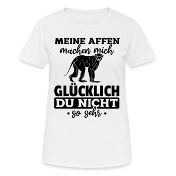 Meine Affen Machen Mich Glücklich Du Nicht So Seh - Frauen T-Shirt atmungsaktiv - Weiß - Vorne - AI Model Female 172 dark (172cm)