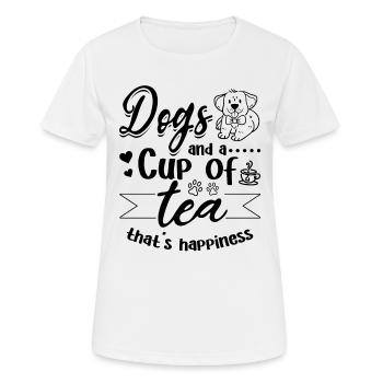 Dogs And A Cup Of Tea That's Happiness - Dog Lover - Women's Breathable T-Shirt - white - Front - AI Model Female 172 dark (172cm)