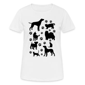 Cute Cats and Dogs - Dog Paws Cat Lover Dog Lover - Frauen T-Shirt atmungsaktiv - Weiß - Vorne - AI Model Female 172 dark (172cm)