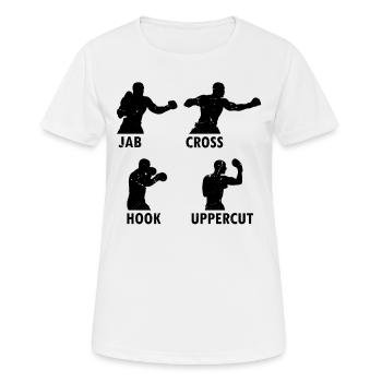 Boxing Jab Cross Hook Uppercut Boxing Martial Arts - Women's Breathable T-Shirt - white - Front - AI Model Female 172 dark (172cm)