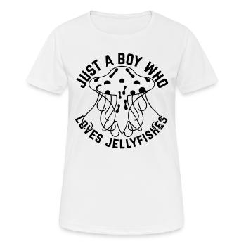 Jellyfish Lover - Just A Boy Who Loves Jellyfishes - Frauen T-Shirt atmungsaktiv - Weiß - Vorne - AI Model Female 172 dark (172cm)