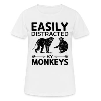 Monkey Lover - Easily Distracted By Monkeys - Frauen T-Shirt atmungsaktiv - Weiß - Vorne - AI Model Female 172 dark (172cm)